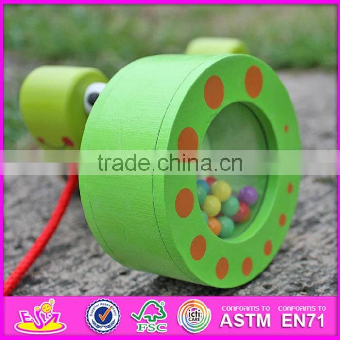 2016 new design snail carried wooden pull toys for toddlers W05C078