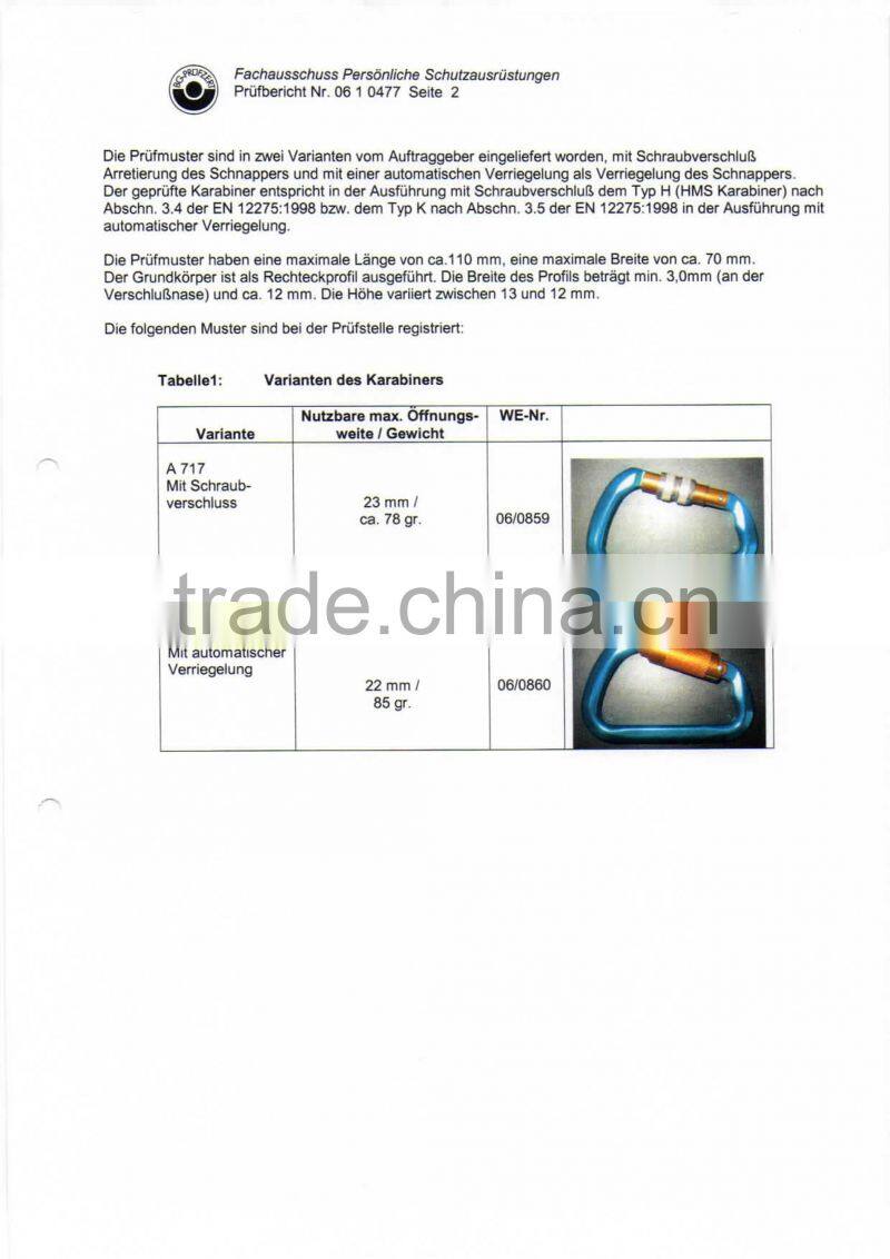 25KN Twist Lock Quicklock Climbing Aluminum Carabiner With CE & UIAA