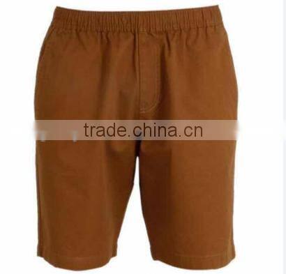 Polycotton Twill khaki sports short elastic waist casual mens shorts