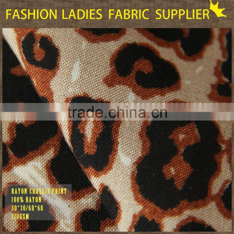 Animal print shaoxing zhejiang 100% rayon Leopard fabric t shirts 100% rayon Leopard fabric