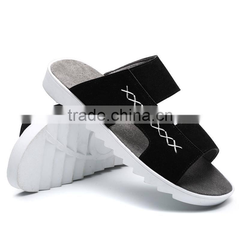 fashion summer adults leather slippers shoes for male, men casual slippers good quality from jinjiang factory