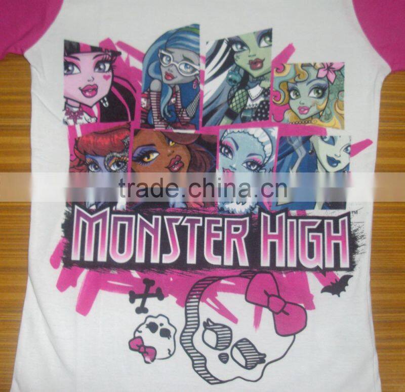 girls shorts pajama set, cotton pajama set with nice silk printing