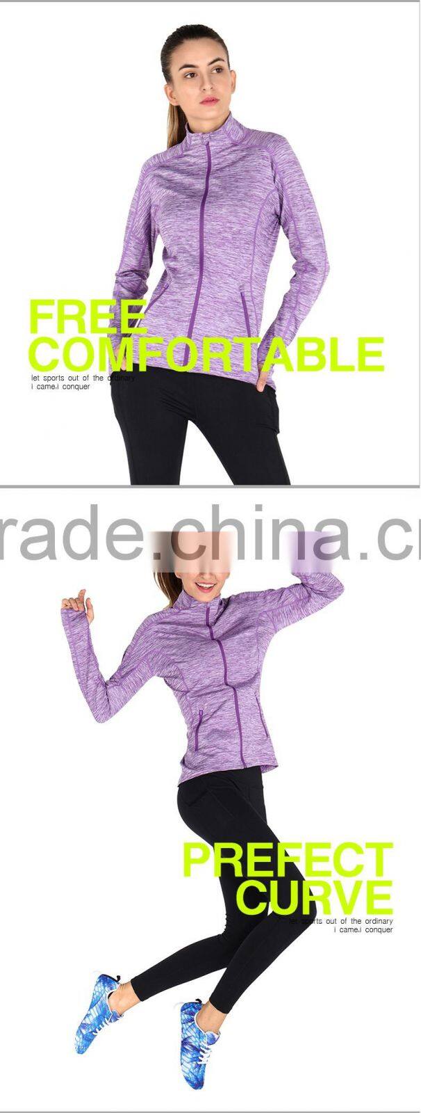 Wholesale Women Gym Fitness Jacket Breathable Outer Sports Wear 2017