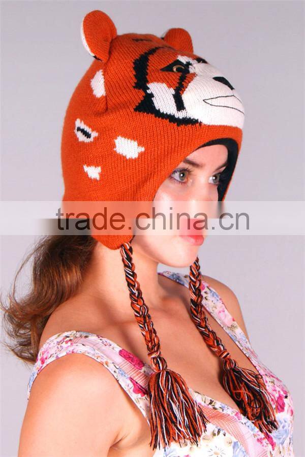 Custom adult animal crocheted winter cat ear knitted hat