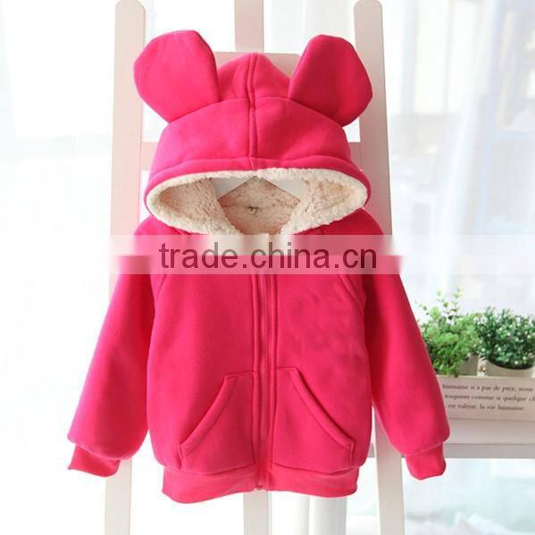 2016new Girls fashion solid thicken zipper sweatshirts