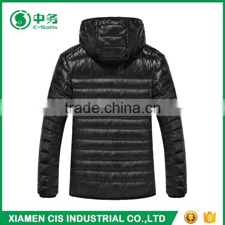 Classic Design Winter Breathable Hooded Black Puffer Jacket for Men