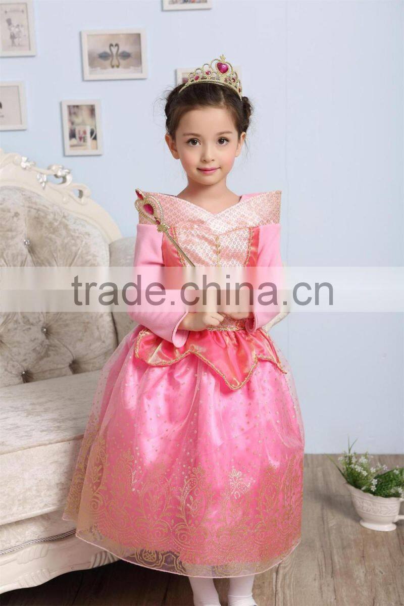 MGOO Wholesale Stock 2016 New Style Pink Winter Girl Dress Sleep Beauty Furry Infant Fairy With Magic Sticks
