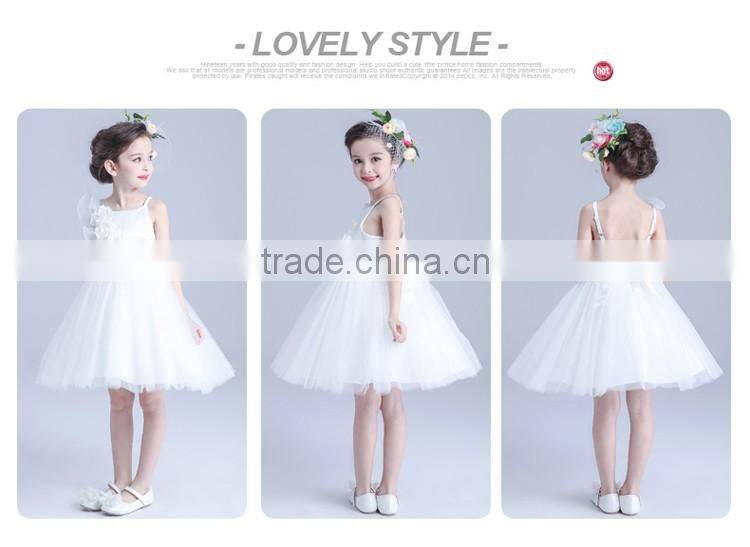 2017 white rose tulle dress women kids sequin two spaghetti Strap dresses