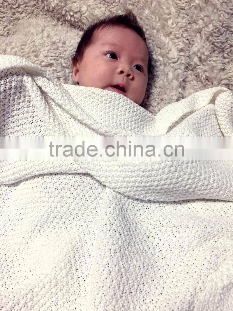 size 80 and 135cms 100% cotton waffle weave knitted breathable air conditioning newborn baby blanket