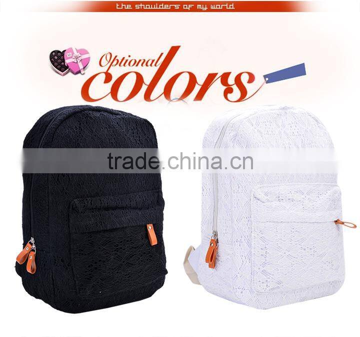 Women Lace Cute Backpack Tote Handbag Black white backpack