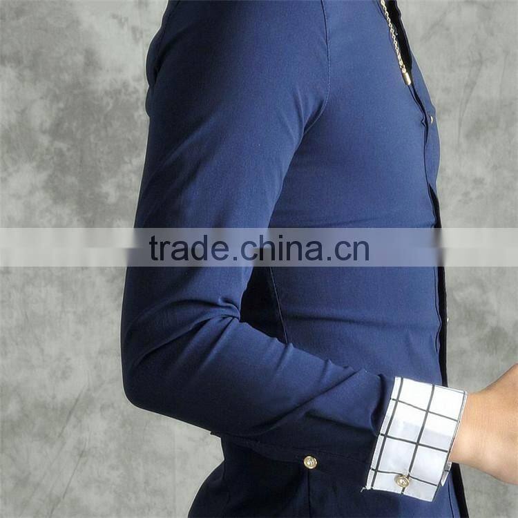 2016 Fashion design button down long sleeve slim fit jeans shirt