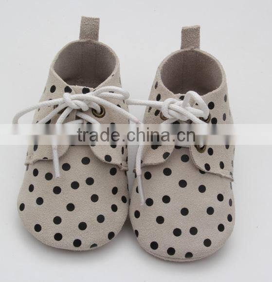 Polka dots prints 100% handmade skidproof baby oxford shoes