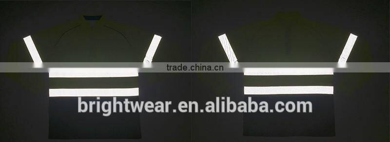 China factory contrast color reflective safety traffic high visibility polo shirt