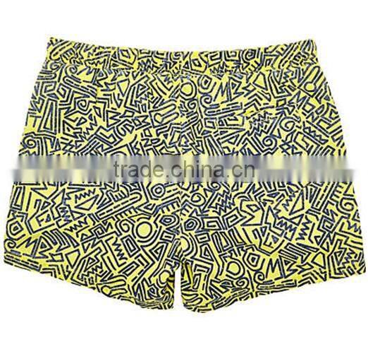 Factory custom 100% cotton wholesale athletic shorts with abstract print acid wash
