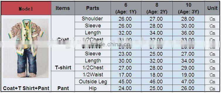 2016 New Autumn And Spring Yellow Boys Clothes Set 3Pcs: Jacket and T Shirt and Jean Pants Clothing 100% Same Like Picture