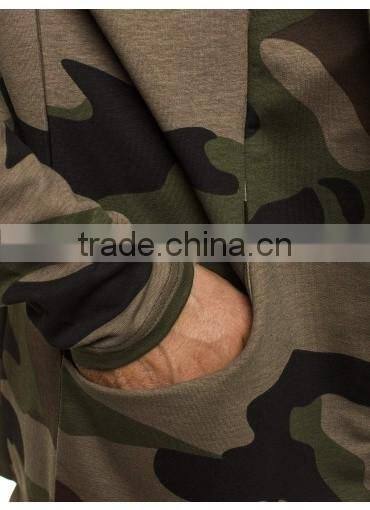 Men's Camouflage Print Zipp-up 100% Cotton Fleece Hoodies