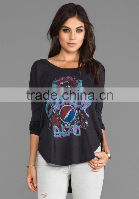 long sleeve tattoo shirt tail hem t-shirt