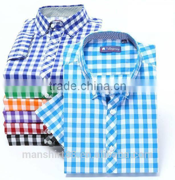 short sleeve button down big plaid summer shirt