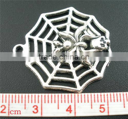 10PCs Antique Silver Halloween&Gothic Spider Charms Pendants 30x32mm