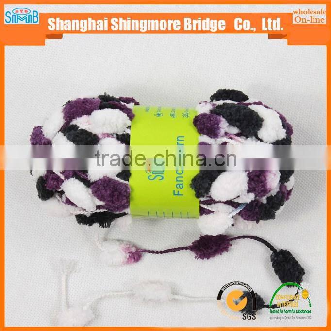 China fancy yarn factory hot wholesale 2016 new fashion yarn pompom yarn for knitting