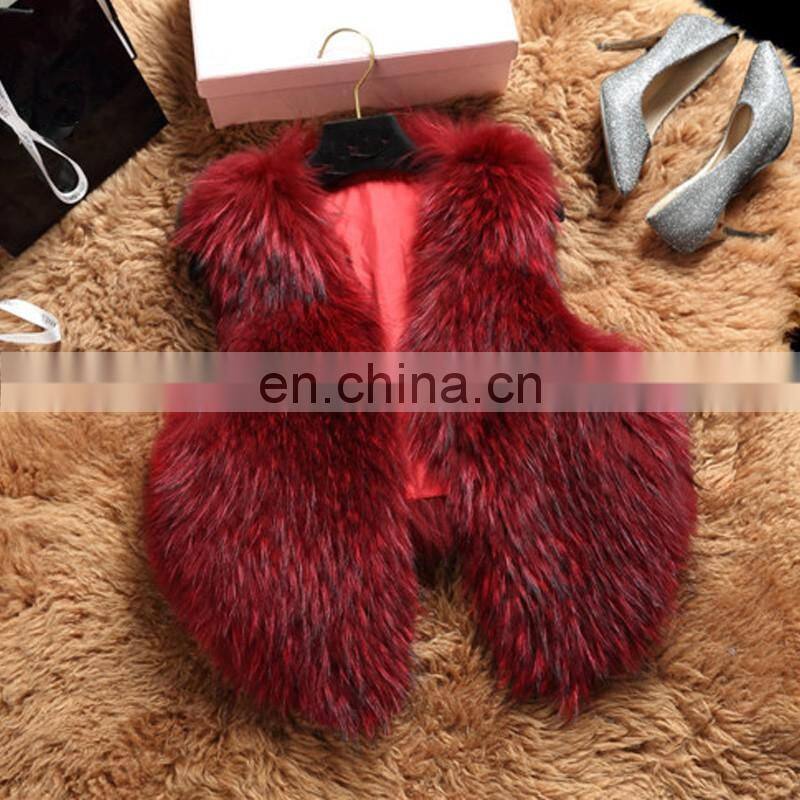 Europe pattern new fur clothing boutique ladies raccoon fur vest
