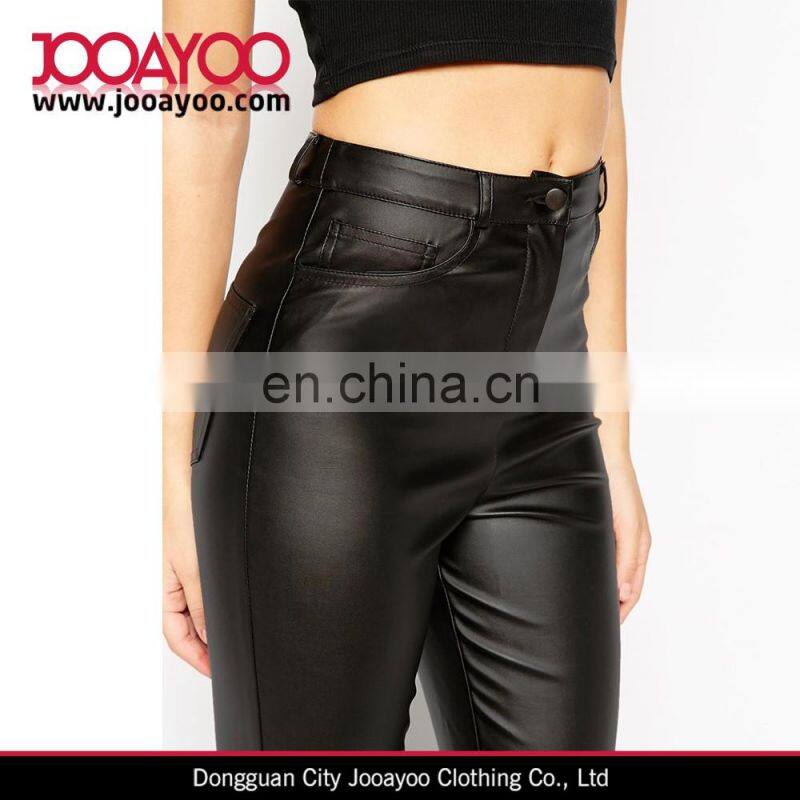 Women Tight Black Stretch Skinny Leggings Faux Leather Bodycon Pants