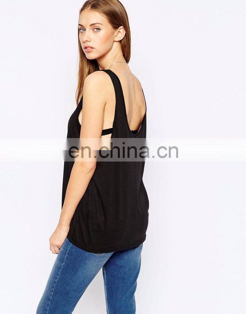 Lady drape details Loose tank top manufacturer in Guangzhou
