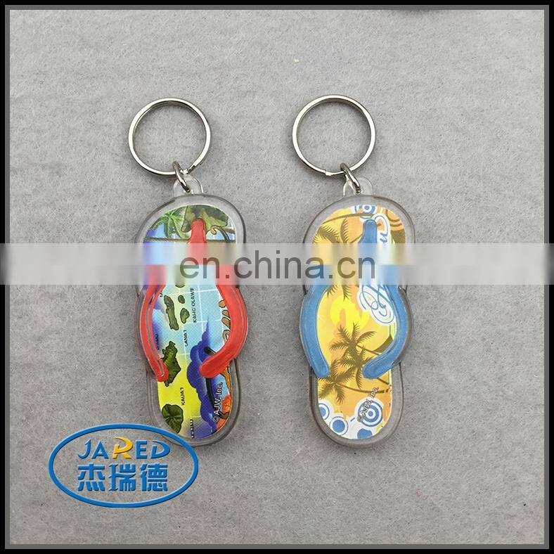 Metal Ring Crafts Plastic Slipper Keychain Pendant for Promotion