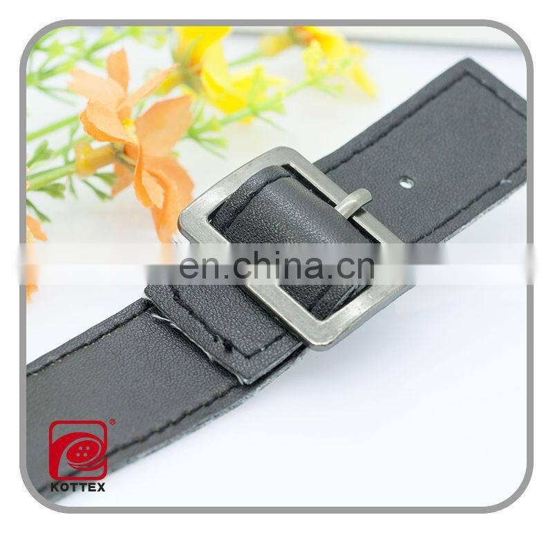 Leather Toggle belt button with metal buckle for coats