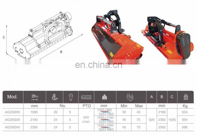 tractor linkage PTO driven AGZM-200 flail mower with good price