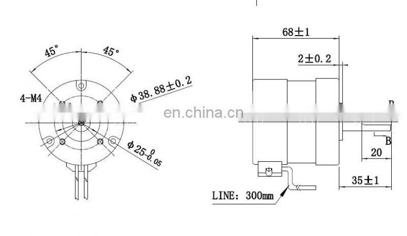 57mm 12000rpm 24V 250W Dc Brushless Motor