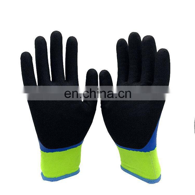 Double Layer Acrylic Terry Brushed Warm Gloves Water Proof Sandy Nitrile Dip Gloves Insulated Sucker Nonslip Gloves