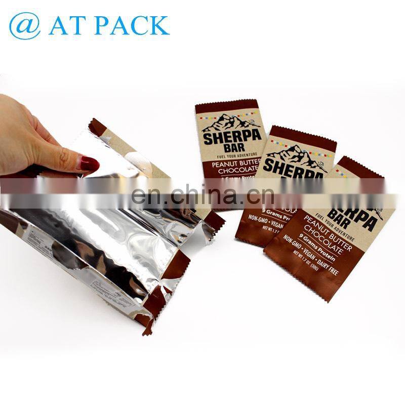 Heat Sealing Laminated Material Matte Heat Seal Energy Bar Packaging Bag Chocolate Granola Bars Wrappers