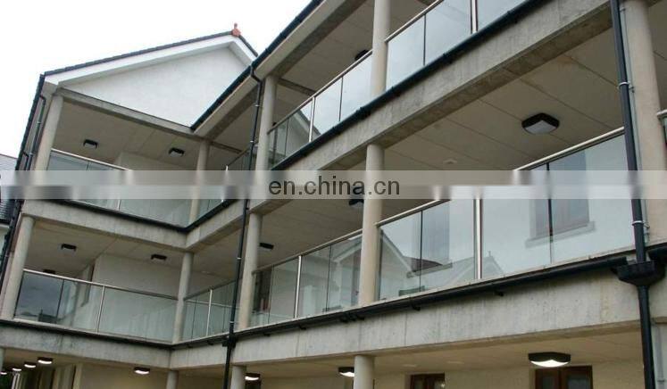 Luxury blue color glass modern iron aluminium beautiful baluster modern balcony railing systems design for hotels