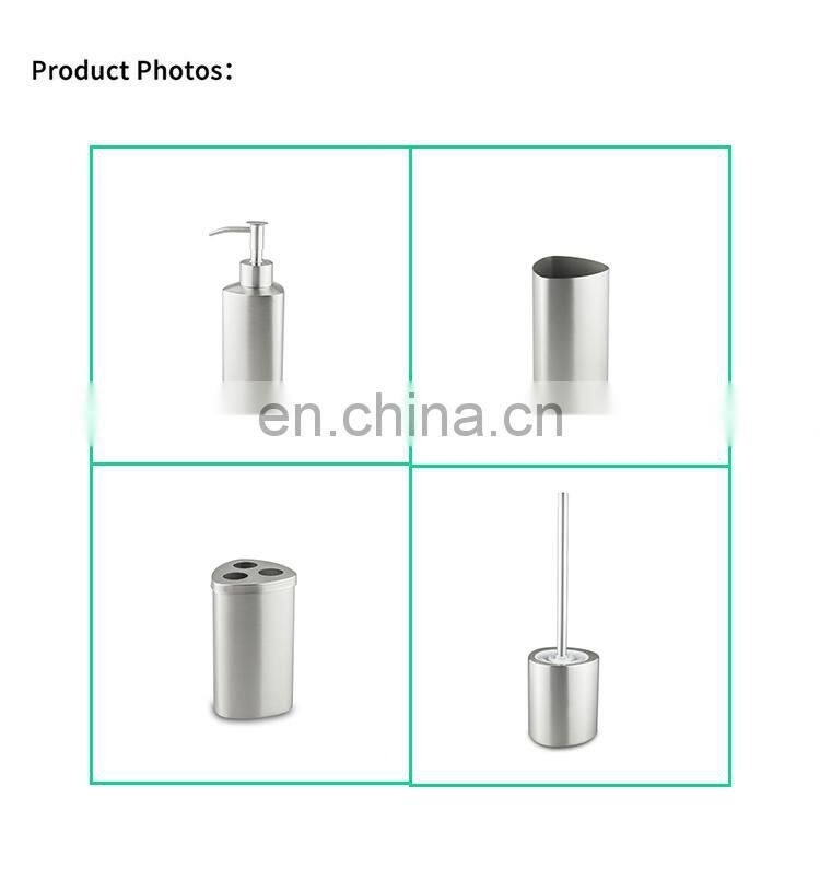 High quality simple design stainless steel cylindrical cleaning toilet brush with brush holder