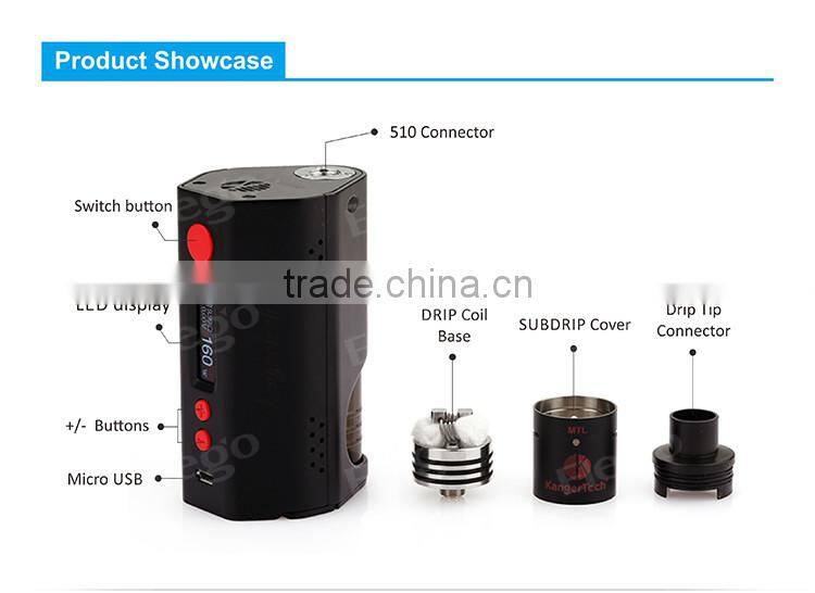 Elego offer 2016 New Arrival Kanger Dripbox 160w 18650 box mod kit bottom filling 7ml atomizer