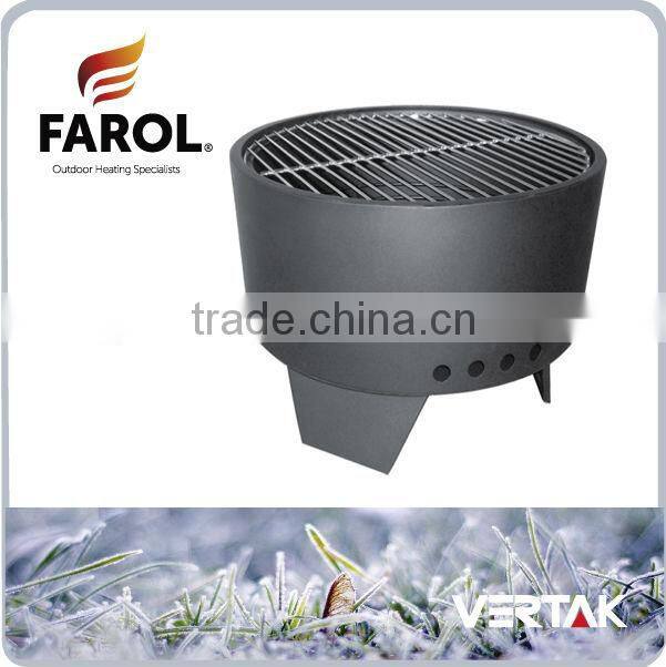 Stainless steel fire pit with wood cover