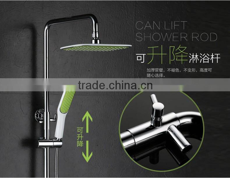 Wall mounted bathroom bath rain thermostatic LED shower set