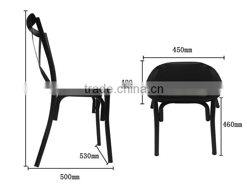 Factory price stackable metal frame modern wedding black cross back chair
