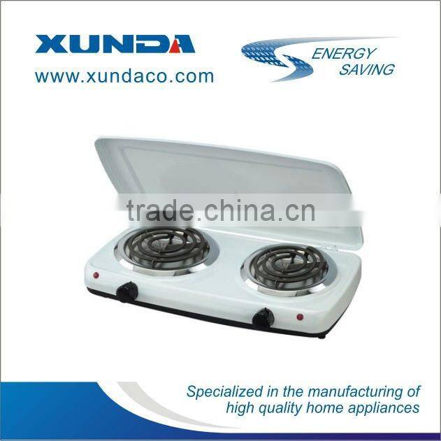 2 burner portable electric hotplate with cover