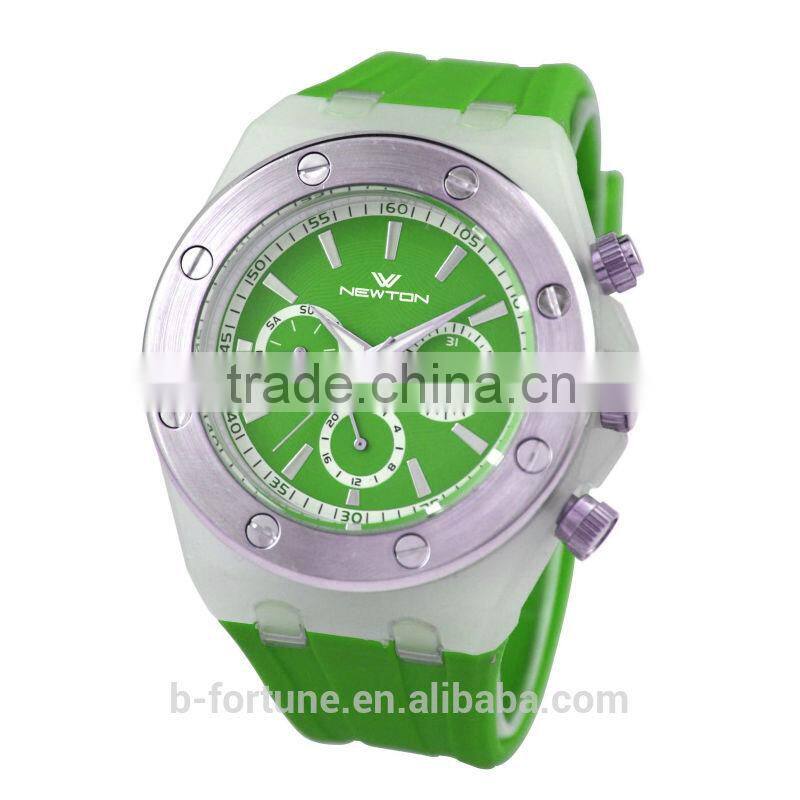 FT1318_GN 3 eyes PC Translucent Case Silicone Strap japan movt quartz prices image watches
