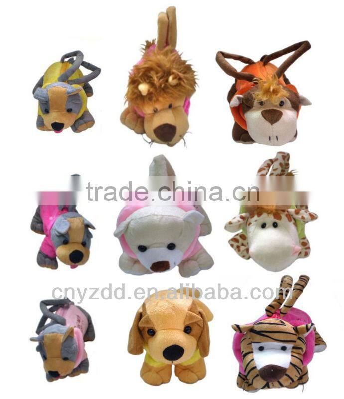 Cute Soft Plush Animal Bag/New Design Cuddly Toy Puppy Hand Zipper Bag/Plush Animal Handbag