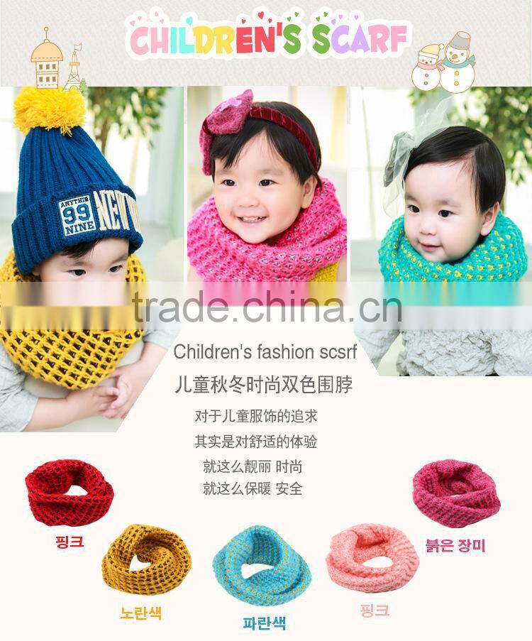 Fashion Boys Girls Autumn Winter Acrylic Knitted Circle Loop Baby Kids Neck Scarf