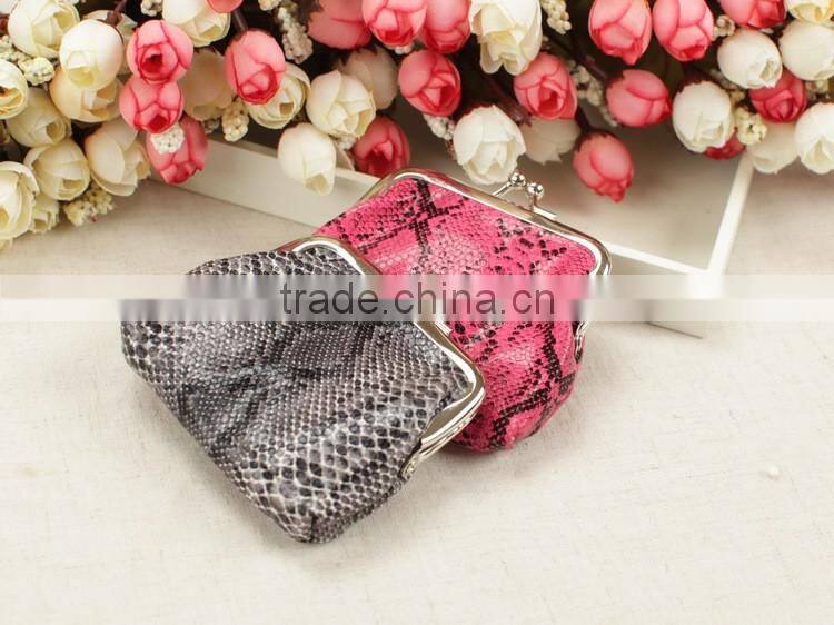 Snake Skin Printed Leather Clasp Purse Coin Wallet
