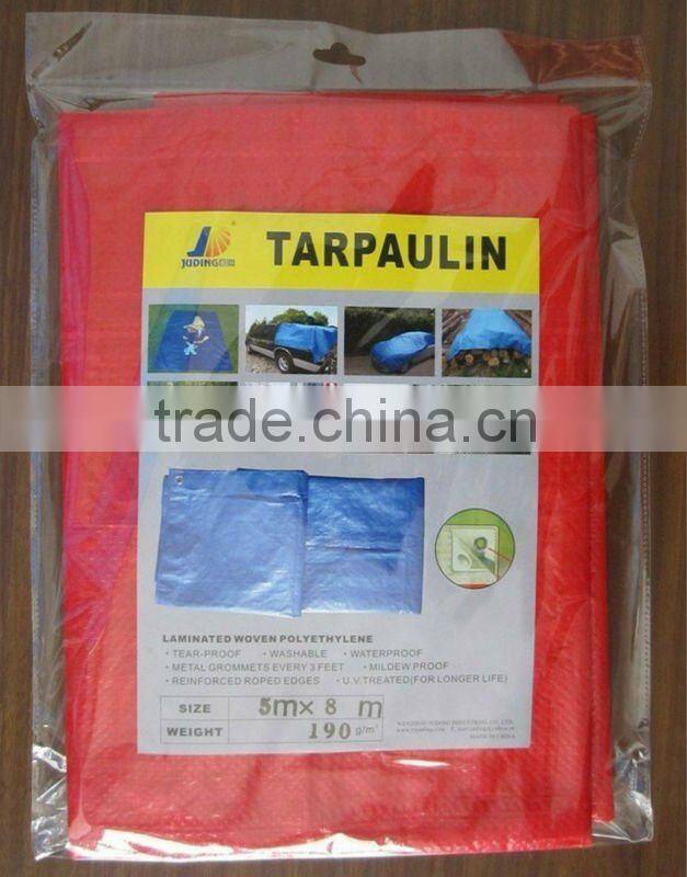 190gsm 5mx8m red tarpaulin cover& waterproof truck tarp&waterproof woven fabric tarpaulin