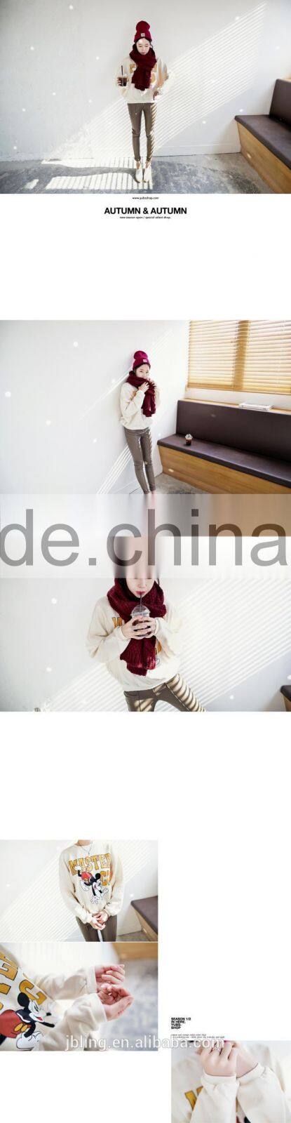 2014 winter new Korean thick velvet hedging cartoon printed loose round neck sweater coat female tide