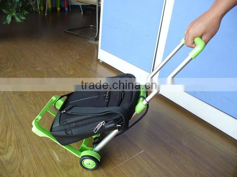 Plastic colorful cheap and portable foldable luggage cart