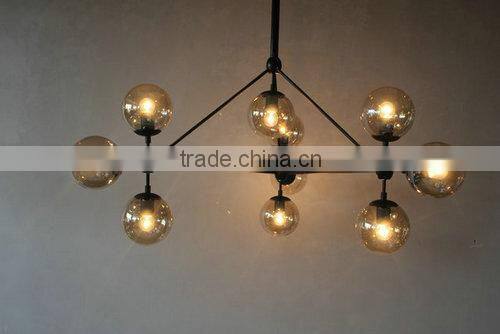 Glass Ball Pendant Lamp Loft Industrial Iron Hanging Lights Dining Room Decoration Lighting Fixture