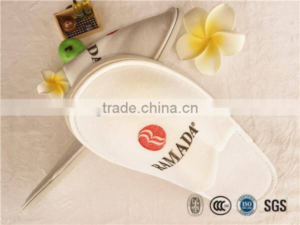 Hotel customized logo printing cotton velour slipper for star hotels bathroom slippers
