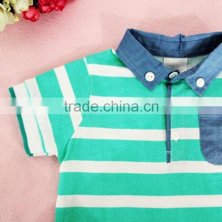 Trendy Baby Kids Wear Stripe Shirts Child Short Sleeve Polo Neck T shirt